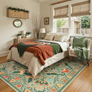 Moynesa Boho Area Rugs 5x7, Ultra Thin Soft Washable Rugs for Living Room Bedroom Non Slip, Stain Resistant, Indoor Bird Patterned Sage Green Large Carpet for Kitchen Entryway Office by TinyTreasures Baby Boutique