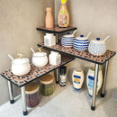 HYNAWIN 3-Tier Countertop Shelf,Desktop Storage and Organization,Bamboo Corner Shelf Over the Table With Printed Pattern-Adjustable Rack with Double Legs for Kitchen,Bed Room, Office by CozyNest Decor