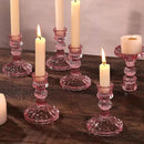 12PCS Pink Candlestick Holders Set- 4" H Taper Candle Holders, Glass Candle Holders Bulk for Wedding, Party, Home Table Centerpieces, Festival Gifts & Windowsill Decor by CozyNest Decor