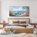 XLSJERST Large Coastal Wall Art - Ocean Seascape Canvas Yellow Green Flowers Painting Landscape Sailboat Picture Artwork Modern Large Framed for Living Room Bedroom Home Office Decor 24x48 by CozyNest Decor