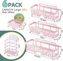 Veken Rustproof & Waterproof Shower Caddy 6-Pack, No Drilling Adhesive Shelves Rack with Soap Holder, Large Capacity Bathroom Organizers and Storage, Wall-Mounted Kitchen & Home Decor by CozyNest Decor