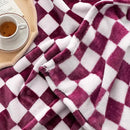 LOMAO Throw Blankets Flannel Blanket with Checkerboard Grid Pattern Soft Throw Blanket for Couch, Bed, Sofa Luxurious Warm and Cozy for All Seasons (Burgundy, 50"x60") by CozyNest Decor