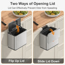 Mbillion Kitchen Compost Bin Hanging Trash Can with Lid 1.05 Gallon Stainless Steel Garbage Can for Kitchen Cabinet Door Mounted Trash Can Under Sink Door RV Bathroom,Silver by GreenHaven Gardens