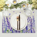 Lavender Placemats Set of 4 Purple Flower Butterfly Linen Fabric Table Mats Seasonal Spring Summer Rustic Floral Placemat Farmhouse Decorative Washable Place Mats for Home Kitchen Dining Table by CozyNest Decor