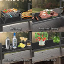 Outdoor Bar Cart with Storage Cabinet, Outdoor Grill Cart with Wheels, Rattan Bar Cart with Tempered Glass Tabletop, Outdoor Buffet Cabinet Table Cart for Mini Bar, BBQ, Food Serving, Brown Wicker by CozyNest Decor
