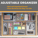 SpaceAid 14-Piece Bamboo Drawer Organizer Storage Boxes Set, Wood Tray Junk Drawer Organizers Multi-Use Divider Bins for Kitchen, Bathroom, Office Desk and Makeup Organization (14 Pack, Gray) by CozyNest Decor
