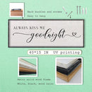 LuZhiQiang Above Bed Love Theme Wall Decor Always Kiss Me Goodnight Sign 40"×15" Wood Framed for Master Bedroom Over Bed Wall Art (Black) by CozyNest Decor