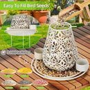 Mushroom Solar Bird Feeders for Outdoors Hanging Metal Wild Bird Feeder Garden Lantern with S Hook for Garden Decoration red by CozyNest Decor