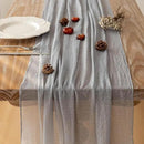 3pcs Dusty Blue Gauze Rustic Cheesecloth Table Runner 120 Inch 10 FT for Wedding Baby Shower Bridal Shower Birthday Engagement Garden Outdoor Party Long Sheer Boho Decorations by CozyNest Decor