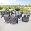 Outdoor Wicker Furniture Patio Set - 7 Piece Backyard Furniture Grey Rattan Conversation Sets with Swivel Rocker Chairs, Rattan Sofa, Club Chairs and Coffee Table, Grey Cushion by GreenHaven Gardens