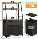 Lulive Double Laundry Hamper with Shelf, Laundry Basket with 3 Tier Storage Shelves & 4 Removable Hooks, Tall Laundry Sorter Clothes Hamper with Pull-Out Bags for Bathroom, Laundry Room by CozyNest Decor