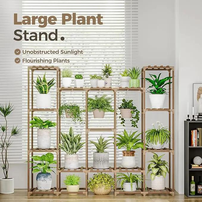 Bamworld Large Plant Stand Indoor Outdoor Hanging Shelf for Multiple PlantsTall Large Holder for Living Room Patio Balcony Garden, photo 2 of 6