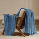 PHF 100% Cotton Waffle Weave Throw Blanket, Soft Lightweight Breathable Cozy Summer Throws for Couch Bed Sofa, Luxury Aesthetic Woven Blanket for Home Decor & Office, 50"x60", Captain's Blue by CozyNest Decor