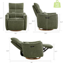 CHITA Swivel Rocker Recliner Chair, Power Nursery Glider Recliner, Nursery Rocking Chair with Adjustable Power Headrest, FSC Certified, Solid Wood Base, Moss Green by TinyTreasures Baby Boutique