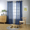 MIUCO Semi Sheer Curtains Poly Linen Textured Solid Grommet Curtains 63 Inches Long for Bedroom 2 Panels (2 x 37 Wide x 63" Long) Navy Blue by CozyNest Decor