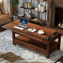 Rolanstar Coffee Table, Lift Top Coffee Table with Drawers and Hidden Compartment, Retro Central Table with Wooden Lift Tabletop, for Living Room,Espresso by CozyNest Decor