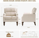 Kidol & Shellder White Oversized Accent Chair for Living Room Set of 2 Modern Reading Chair with Back Wide Upholstered Comfy Single Sofa Chair for Bedroom Lounge Side Corner Fabric Armchair by CozyNest Decor