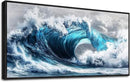 PHAOHUAXM Large Canvas Wall Art For Living Room Wall Decor For Bedroom Ocean Inspiration Wall Pictures Office Mural Decorations Posters Blue Wave Paintings Modern Home Decor Black Framed 24x48 In by CozyNest Decor