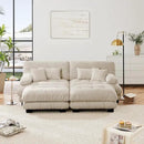 Loveseat Modular Sectional Sofa, U Shaped Couch with Ottoman, Cloud Couch Sectional Couch Home Sofa Living Room Oversized Couch Deep Seat Couch with Round Bolster Armrests 4 Pillows by CozyNest Decor