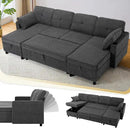 110 Inches Chenille Sectional Sofa w/Adjustable Back & Pull Out Sofa Bed, Tufted U Shaped Couch w/Two Storage Chaises, Sleeper Sectional Sofa w/USB Port & Cup Holders for Living Room, Grey by CozyNest Decor