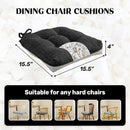 puredown® Chair Cushions for Dining Chairs, Tufted Memory Foam Chair Pads with Non-Slip Backing, Kitchen Seat Cushions with Ties, Washable Seat Pad Set of 4, 15.5" x 15.5" x 4", Black by CozyNest Decor