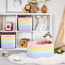 Shelf Baskets for Organizing, Woven Storage Basket for Shelves，Cotton Rope Storage Bins for Toys Books, Nursery Towel Baskets for Classroom, 14.96"X9.8"X8.85", 3-Pack Pastel Rainbow by CozyNest Decor