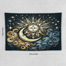 HZOHNAGO Sun Moon Tapestry Boho Golden Stars Pattern Printed Wall Tapestry Wall Hanging for Bedroom Living Room Dorm 90" W x 60" H by CozyNest Decor