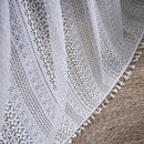 Sutuo Home White Boho Curtains Crochet Lace Semi-Sheer Bohemian Hollow Knitted Handmade Tassels, Rod Pocket Window Treatment Vintage Rustic Farmhouse Drapes for Glass Slide Door, 1 Panel 59" W x 90" L by CozyNest Decor