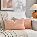 Fancy Homi 2 Packs Peach Long Lumbar Decorative Throw Pillow Covers 12x24 Inch for Couch Bed Sofa, Rustic Farmhouse Boho Home Decor, Soft Striped Corduroy Rectangle Accent Cushion Case 30x60 cm by CozyNest Decor
