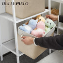 DULLEMELO Storage Baskets Large 16"x12"x12" Tall Rectangular Baskets Fabric Storage Bins for Organizing, Collapsible Shelf Baskets Boxes for Closet, Clothes, Toys (2 Pack,White&Khaki) by TinyTreasures Baby Boutique