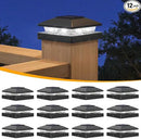 APONUO Solar Post Cap Lights for 4x4 Wood & Vinyl Posts, IP44 Waterproof Cool White LED 4x4 Post Solar Lights, Outdoor Garden Patio Yard Decor, 12 Pack (Black) by GreenHaven Gardens