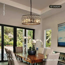 12” 3-Light Modern Crystal Chandeliers Black Dinning Room Light Fixture, Round Pendant Light Kitchen Island Chandelier, Flush Mount Ceiling Light for Living Room Entryway Bedroom Foyer by CozyNest Decor
