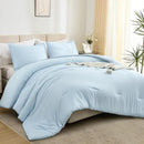 Litanika Comforters Light Blue California King Size, 3 Pieces Cal King Lightweight Solid Bedding Comforter Set, All Season Fluffy Bed Set (104x96In Comforter & 2 Pillowcases) by CozyNest Decor