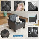 STHOUYN Living Room Chairs Black Leather Accent Chairs Set of 2, Waiting Room Arm Chairs, Reading Chairs for Bedroom Comfy Club Chair Tufted, Office Small Space (2, Black) by CozyNest Decor