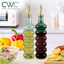 COOK WITH COLOR Glass Olive Oil Bottle Dispenser - 2 Pack- 17oz Oil and Vinegar Cruet - Olive Oil Carafe Decanter for Kitchen by CozyNest Decor