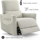 CHITA Power Recliner Chair Swivel Glider, FSC Certified Fabric Living Room Nursery Reclining Sofa Chair with Lumbar Support, Dove Grey by CozyNest Decor