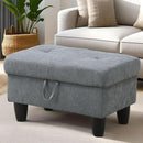 Ottoman Rectangular Storage Ottoman Bench, Flannel Footrest Stool Footstool with Lid for Living Room, Bedroom, Entryway, Dark Gray, 28.5"x19"x17.5" by CozyNest Decor
