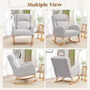 Rocking Chair Nursery, Nursing Rocking Chairs for Mom Nursery, Comfy Wingback Glider Rocking Armchair with Side Pocket for Nursery Living Room Bedroom, Light Grey by TinyTreasures Baby Boutique