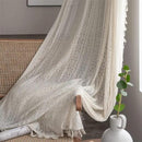 Sutuo Home Boho Curtain Crochet Lace Semi-Sheer Florals Hollow Knitted Handmade Tassels, Rod Pocket Window Treatment Vintage Rustic Farmhouse Drapes for Living Bedroom, 1 Panel 59" W x 108" L, Beige by CozyNest Decor