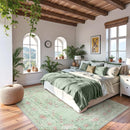 Wonnitar Green Area Rug for Living Room, Floral Bow 8x10 Washable Rug, Ultra-Thin Non Shedding Soft Boho Carpet for Bedroom Dining Room Playroom Dorm, Light Green by TinyTreasures Baby Boutique