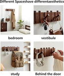Wall Mounted Piano Key Hanger | Flip Style Hook | Entrance Wall Art Hook, Made of Oak Wood (3 Times Painted, 4 Times Polished) (Walnut, 4Hooks) by CozyNest Decor