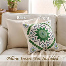 Embroidered Throw Pillow Cover 18x18 Classic Boho Floral Pattern Pillows Cover Outdoor Decorative Pillowcase,Durable Cozy Textured Cushion Case for Sofa Couch Bed Living Room,Green by CozyNest Decor