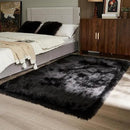AMTOVO Faux Fur Sheepskin Rug for Living Room, 4 x 6 ft Black Fluffy Area Rug for Bedroom, Playroom, Luxury Room Decor, Rectangle by CozyNest Decor