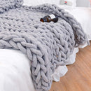 Chunky Knit Blanket Throw 40"×40", Hand Knitted Warm Chenille Throw Blanket, Home Decor Soft Thick Yarn Cable Knit Blanket, Soft Breathable Fleece Banket Christmas for Couch Bed Sofa Best Gift (Gray) by CozyNest Decor