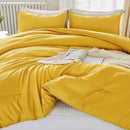 Litanika Mustard Yellow Comforter Set Queen Size, 3 Pieces Lightweight Solid Bedding Comforter Set, All Season Fluffy Bed Set (90x90In Comforter & 2 Pillowcases) by CozyNest Decor