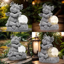 Garden Outdoor Dragon Statue Holding Solar Magic Orb LED Light Resin Adorable Baby Dragon Figurines for Patio Balcony Yard Lawn Garden Unique Housewarming Gift for Mom Grandma by GreenHaven Gardens