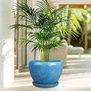 10 Inch Planter Pot - Ceramic Pots for Plants with Drainage Hole and Saucer, Round Large Flower Pot for Indoor Plants, Blue by GreenHaven Gardens