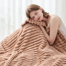 NEWCOSPLAY Super Soft Throw Blanket Taupe Premium Silky Flannel Fleece 3D Ribbed Jacquard Lightweight Bed Blanket All Season Use (Taupe Ribbed, Throw(40"x50")) by CozyNest Decor