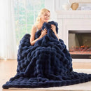 BENVWE Fluffy Faux Fur Throw Blanket for Couch, Soft Plush Thick Cozy Fuzzy Luxury Minky Bubble Blanket for Home Living Room Decor Gift for Women, Navy Blue, 51" x 63", 1100GSM by CozyNest Decor