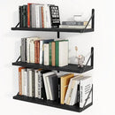 Heimlove 24 Inches Black Floating Shelves,8 Inches Deep Wall Bookshelf Mounted Display&Storage Wood Wall Shelves for Kitchen Bathroom Laundry Living Room,Set of 3 by CozyNest Decor